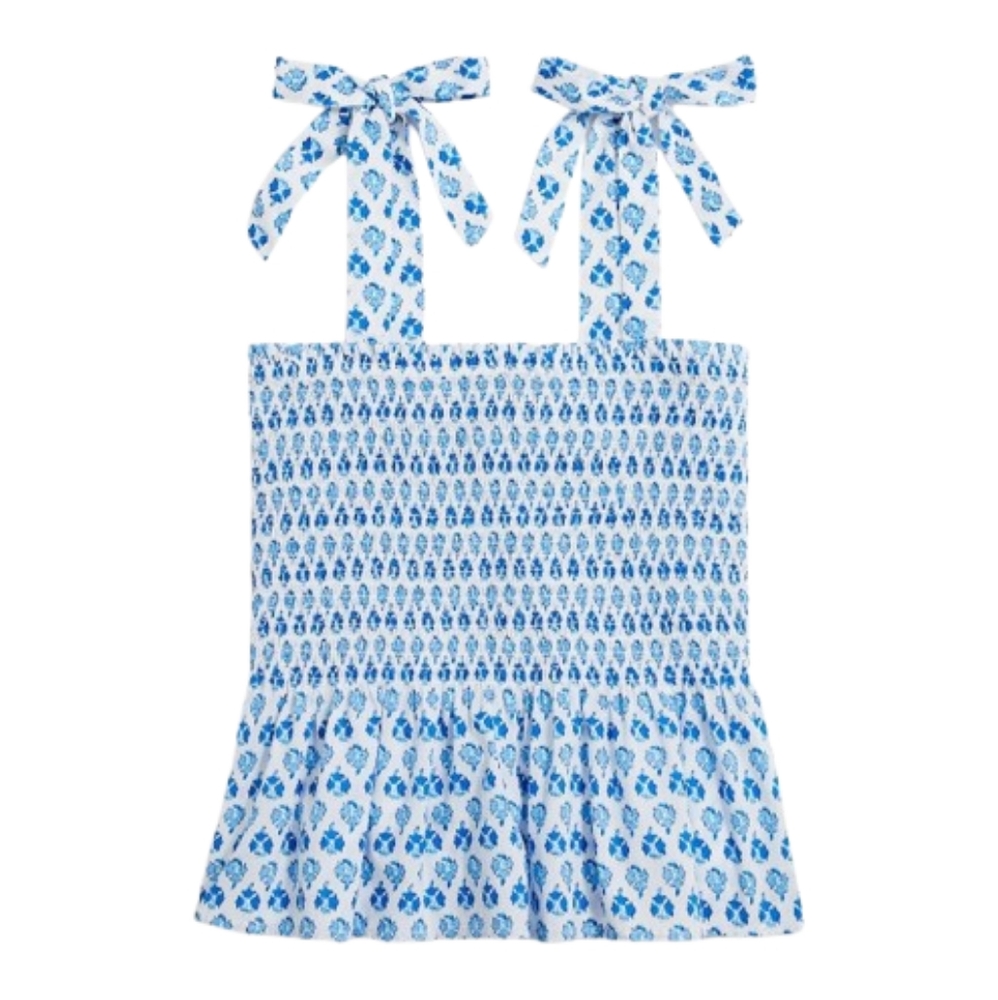 J. Crew NEW Smocked Batik Print Tube Bandeau Top Medium Sleeveless